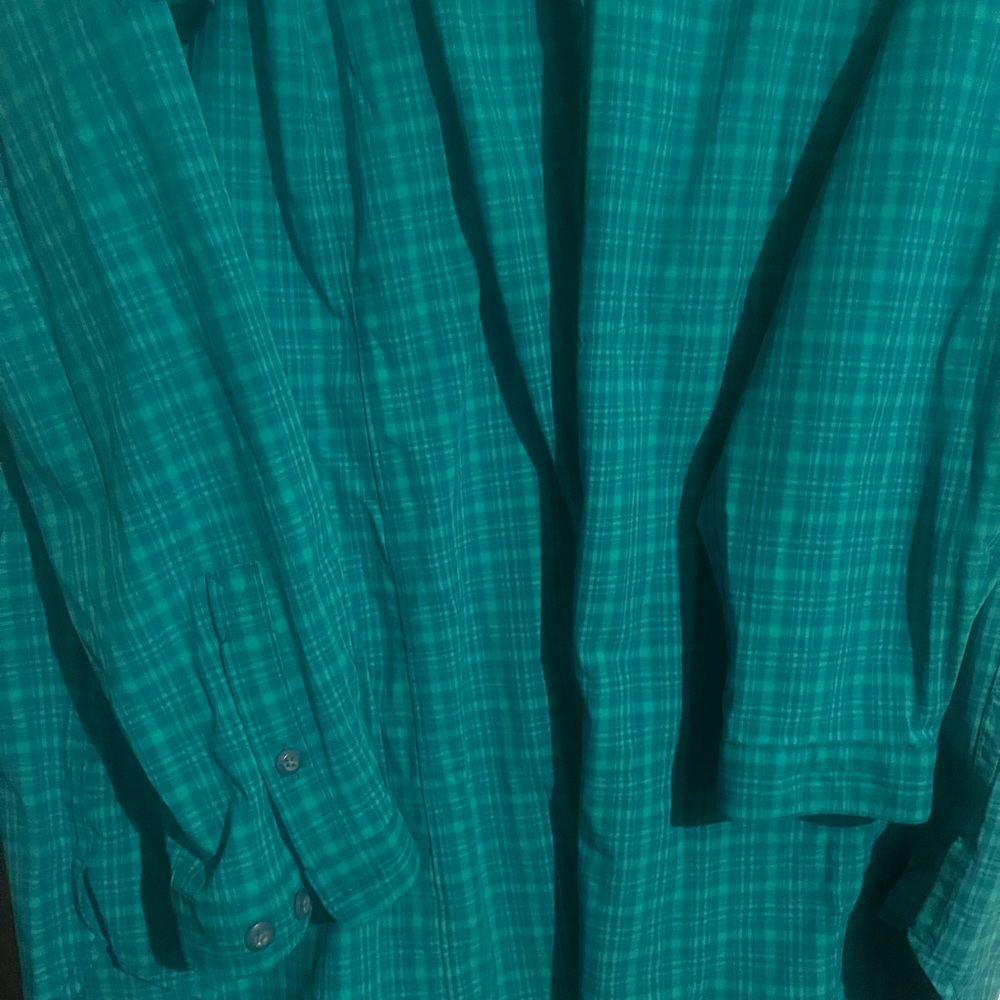 Duluth Trading‎ Co Teal Plaid Blouse - Picture 5 of 9